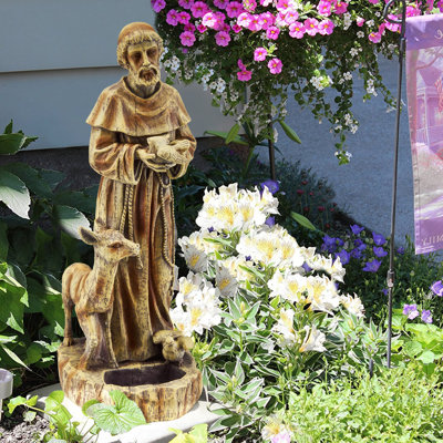 St. Francis Religious Garden Decor Statue,nature's Nurturer With Bird Feeder