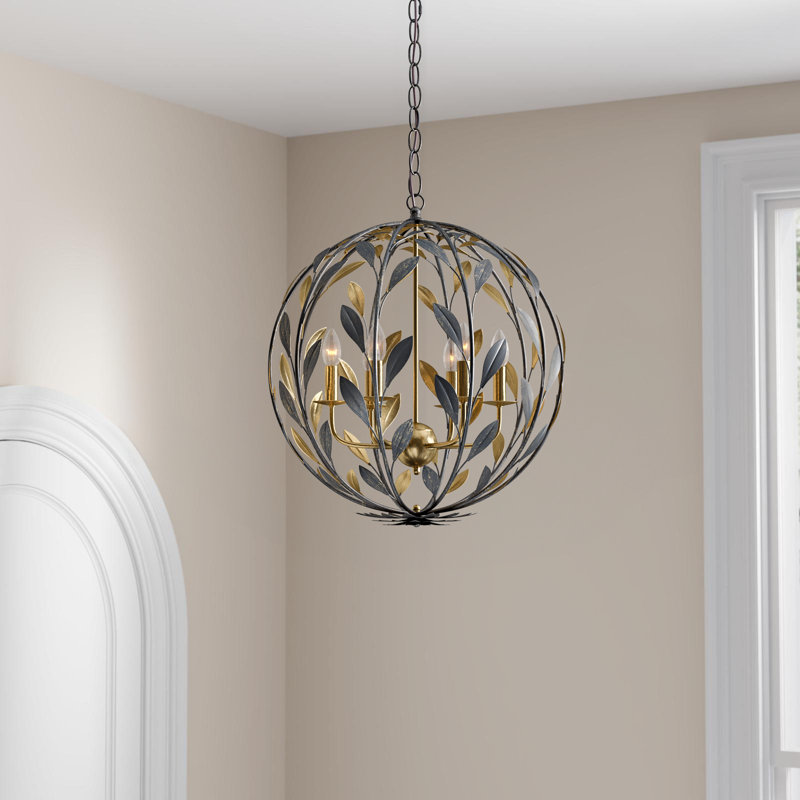 Adria 6-Light Dimmable Globe Chandelier, English Bronze/Antique Gold