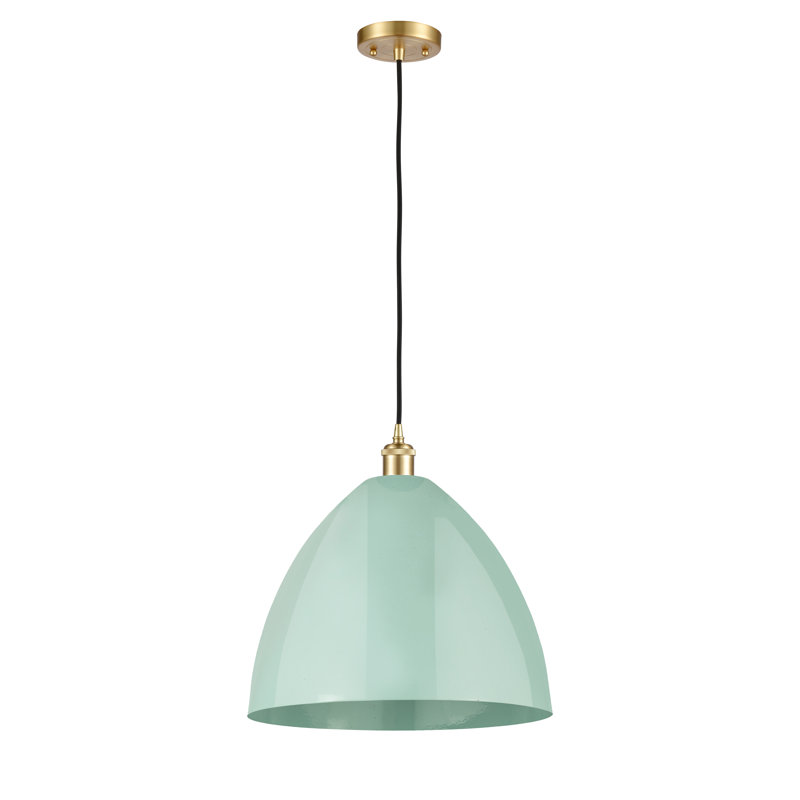 Luminaire suspendu conique 1 lumière, Vert clair, Or