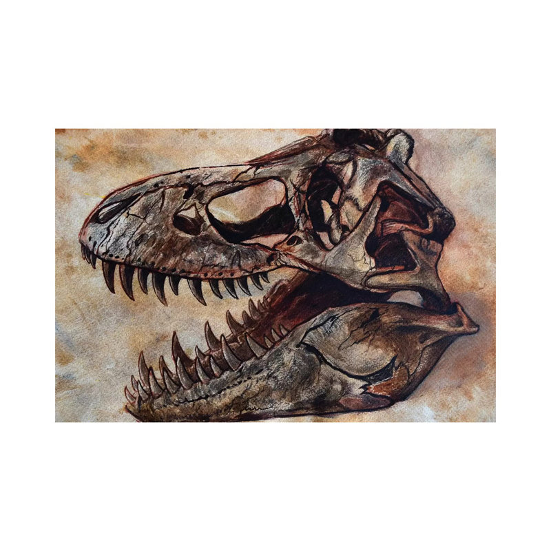 Tyrannosaurus Rex Dinosaur Skull by Harm Plat - Wrapped Canvas Painting, 66.04 cm H x 45.72 cm W x 3.175 cm D