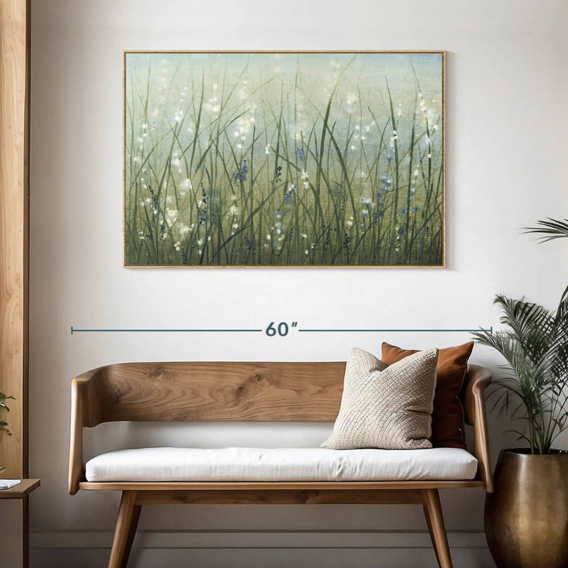 Meadow Bliss I, Cadre flottant en bois naturel, 46 po x 31 po