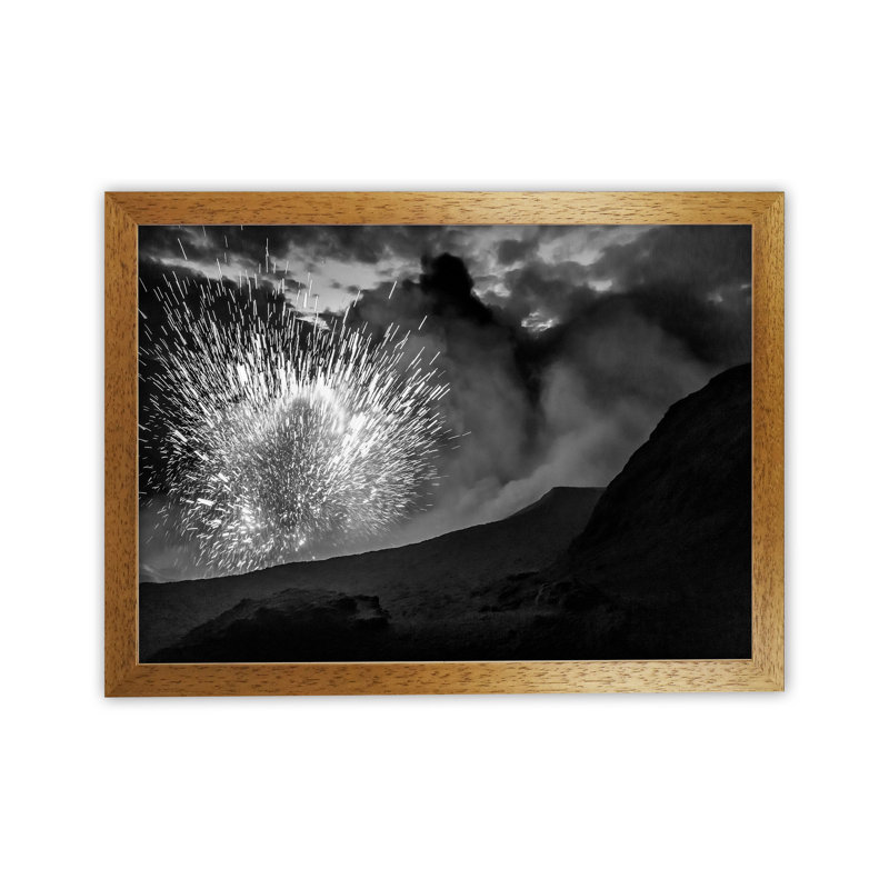 T=0 by Karsten Wrobel - Print on Canvas, 25cm H x 34cm W x 3cm D, Brown Framed