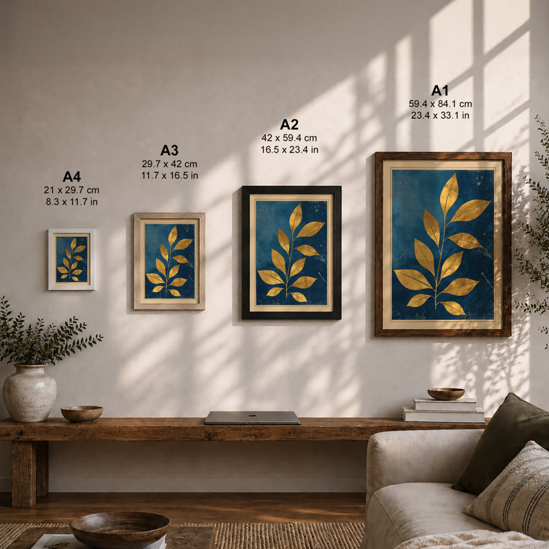 Golden Stem Botanical - Framed Print, A1 - 84.1 x 59.4 cm, Oak