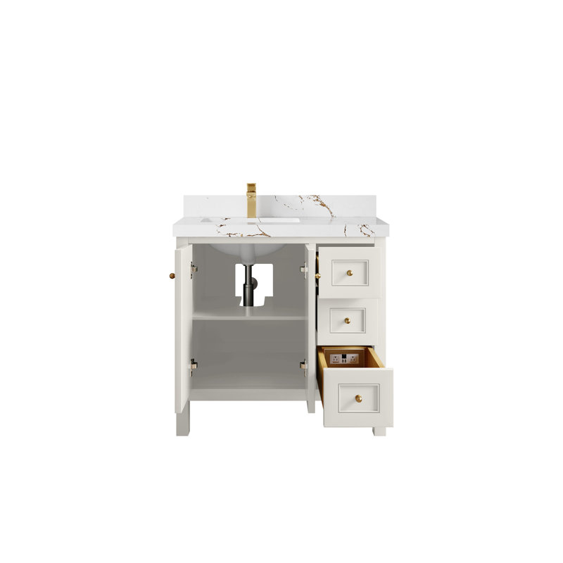 Nashville X P 22 po De salle de bain Quartz, Albâtre, Or brossé, Brun Viola