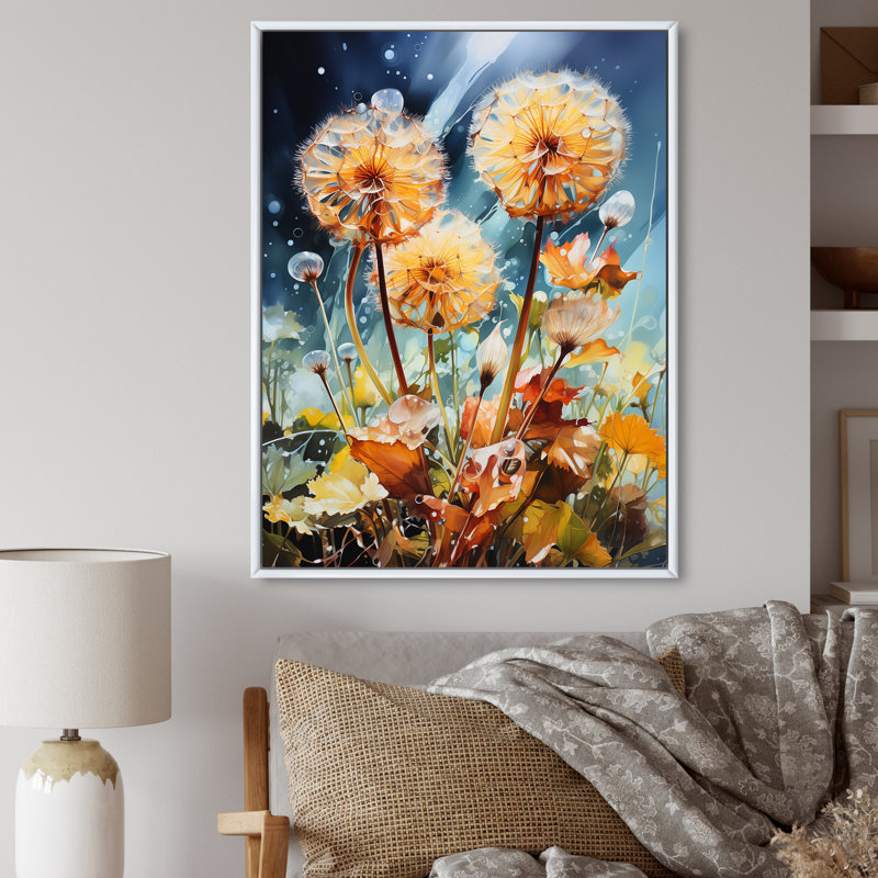 Luceile Meadow Dandelion Delight II, H 40 po x l 30 po x P 1,5 po, Cadre flottant blanc