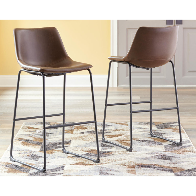 Ashtin Upholstered Counter Stool with Metal Frame, Bar Stool (28.75” Seat Height), Brown