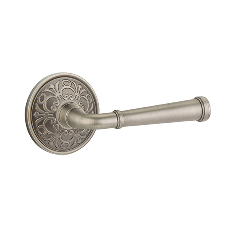 Merrimack Round Passage (Hall & Closet) Door Lever with Round Rosette, Right, Antique Nickel
