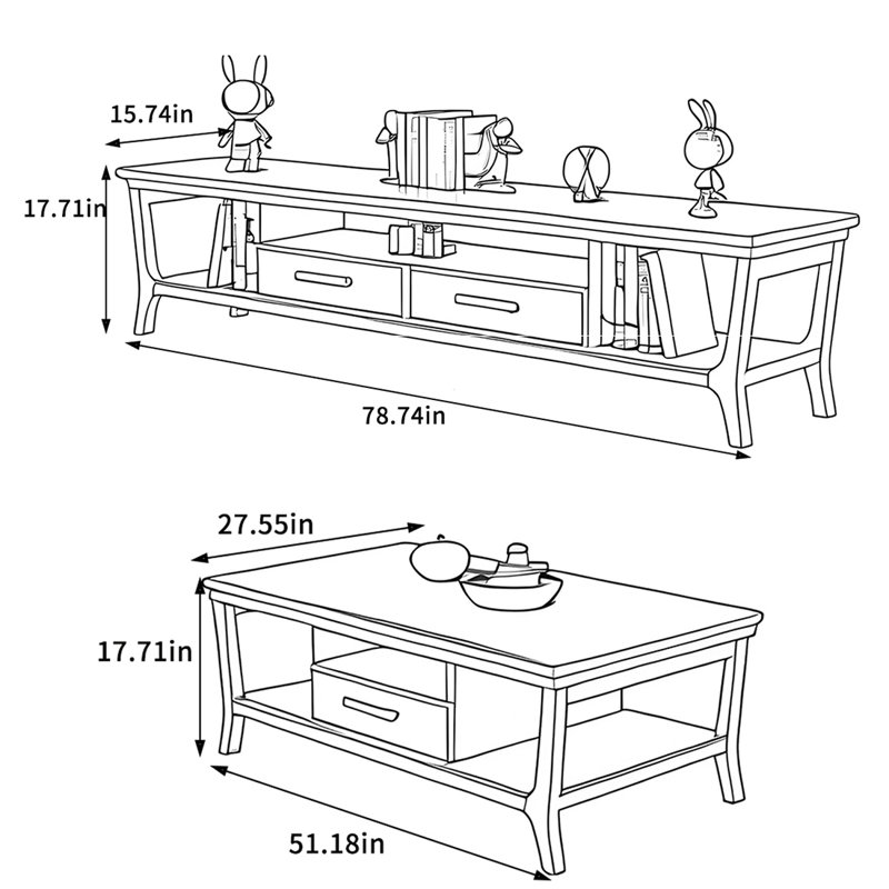 Ensemble de meuble télé et table basse Nordic