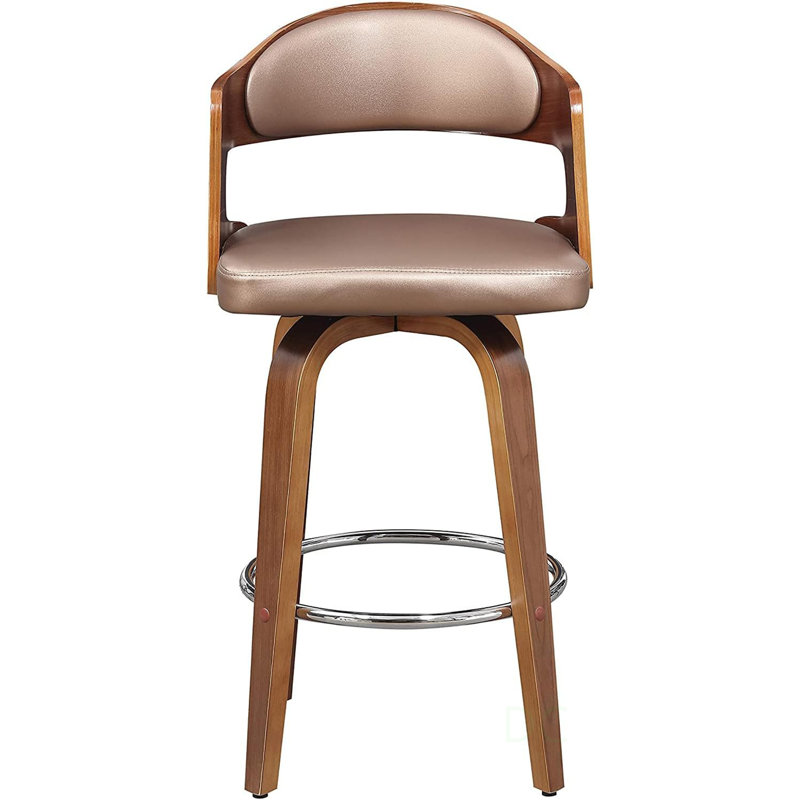 Tabouret de bar pivotant à hauteur de comptoir en bois et similicuir 27 pouces Mid-Century combinant style, confort et durabilité pour les cuisines et les bars modernes