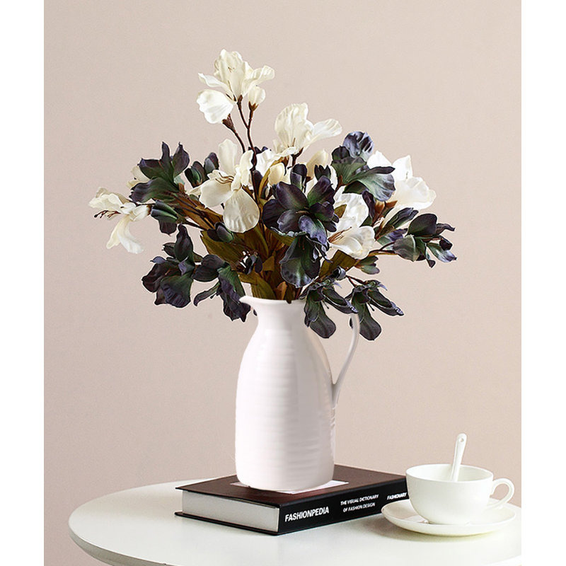 Farmhouse Pitcher Vase,Ceramic Decrative Pitcher Vase, White