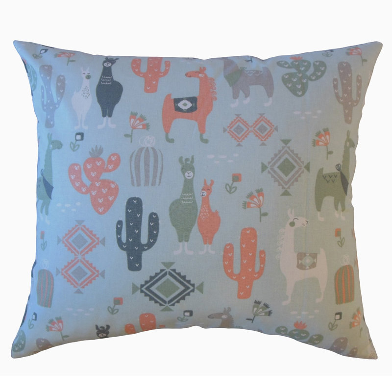 Coussin en coton Magaly, 22 po x 22 po, Gris ardoise / Rose / Ivoire, Coussin décoratif