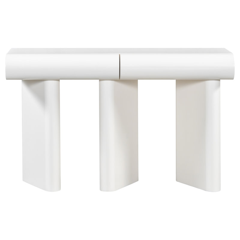 Space-saving Geometric Solid Mdf Entryway Table, Stylish White Hallway Solution