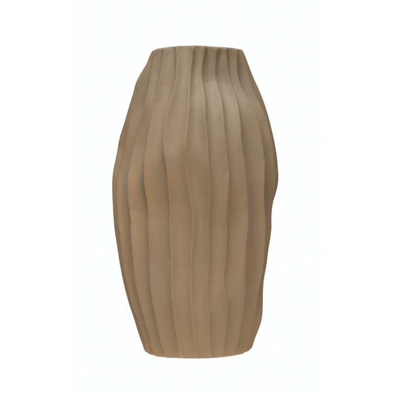 Stoneware Abstract Fluted Vase Sand