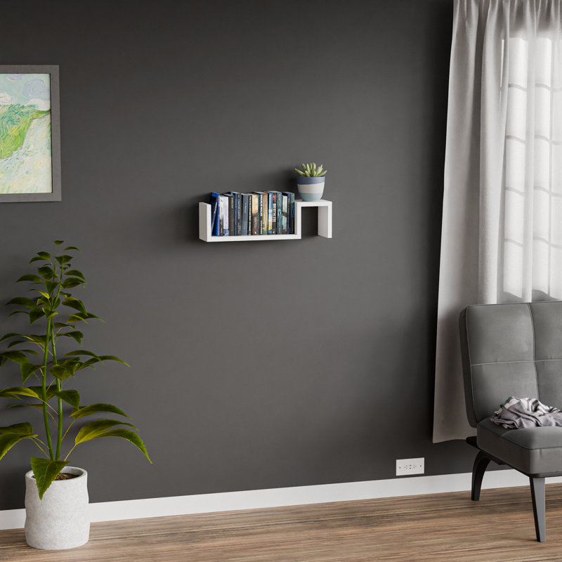 Tablette de rangement décorative en bois massif Kubby 6,1, Blanc
