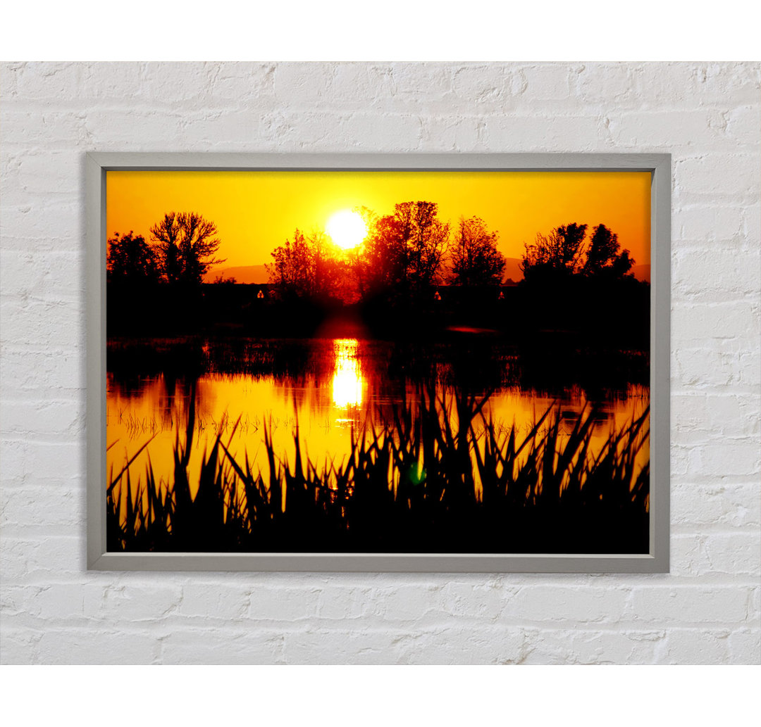 Orange Sunset River - Einzelner Bilderrahmen Kunstdrucke auf Leinwand