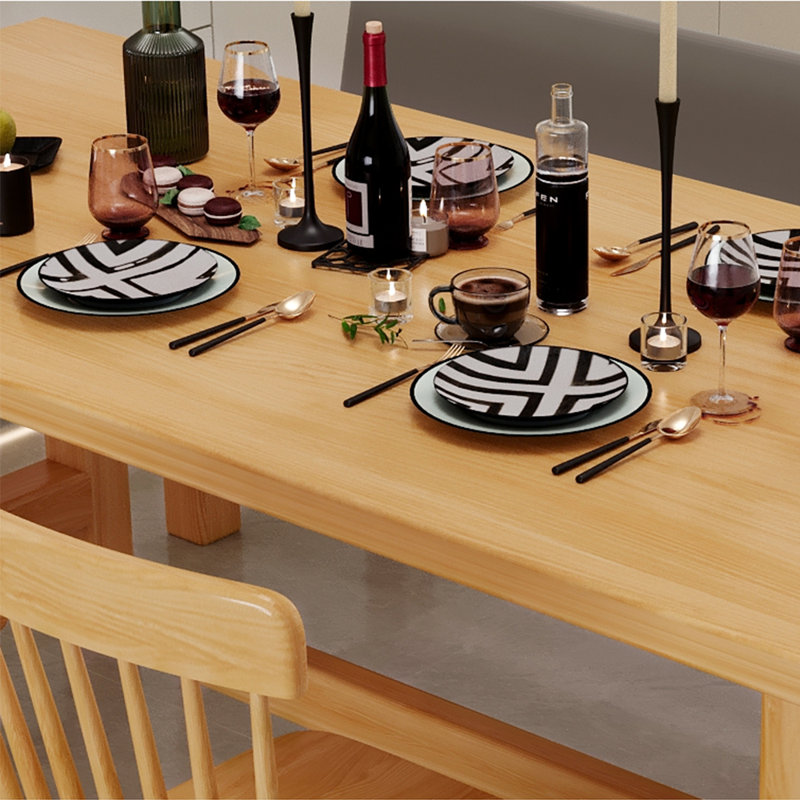 Ensemble de table de salle à manger en bois massif de style nordique, H 29,5 po x L 86,6 po x l 35,4 po