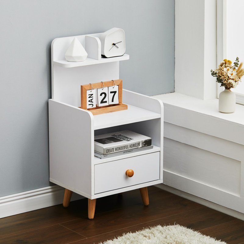 36.5cm W MDF Wood, Metal Bedside Table