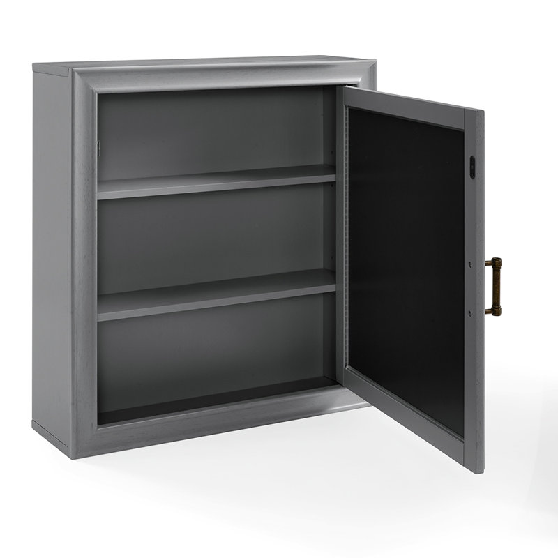 Armoire à pharmacie à fixation murale en surface avec 1 porte et 2 tablettes réglables de l 23,75 po x H 26 po Jesse, Gris