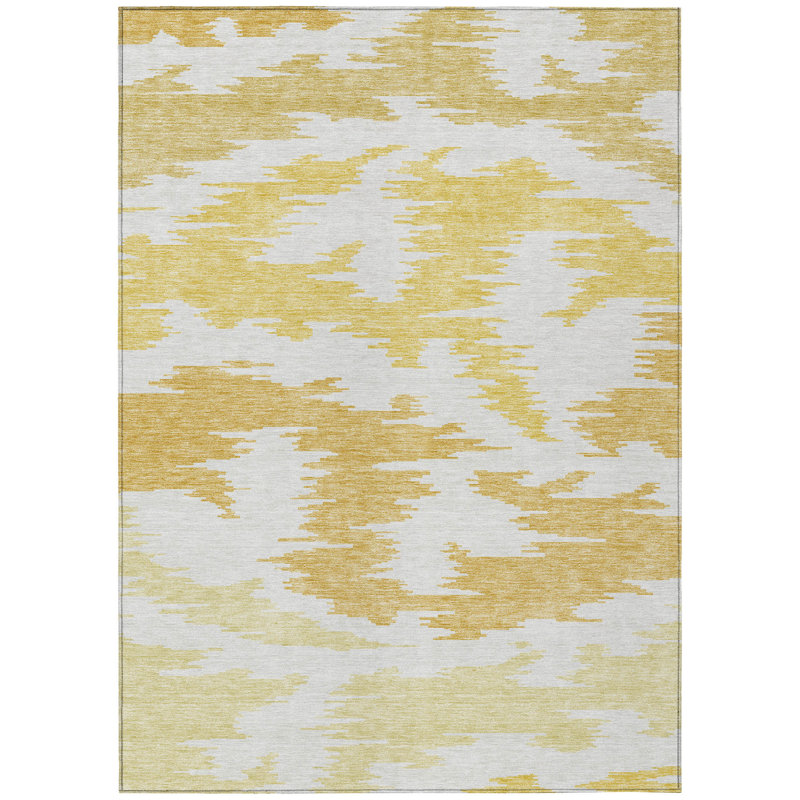 Tapis extérieur lavable abstrait beige et blé doré 3 pi x 5 pi