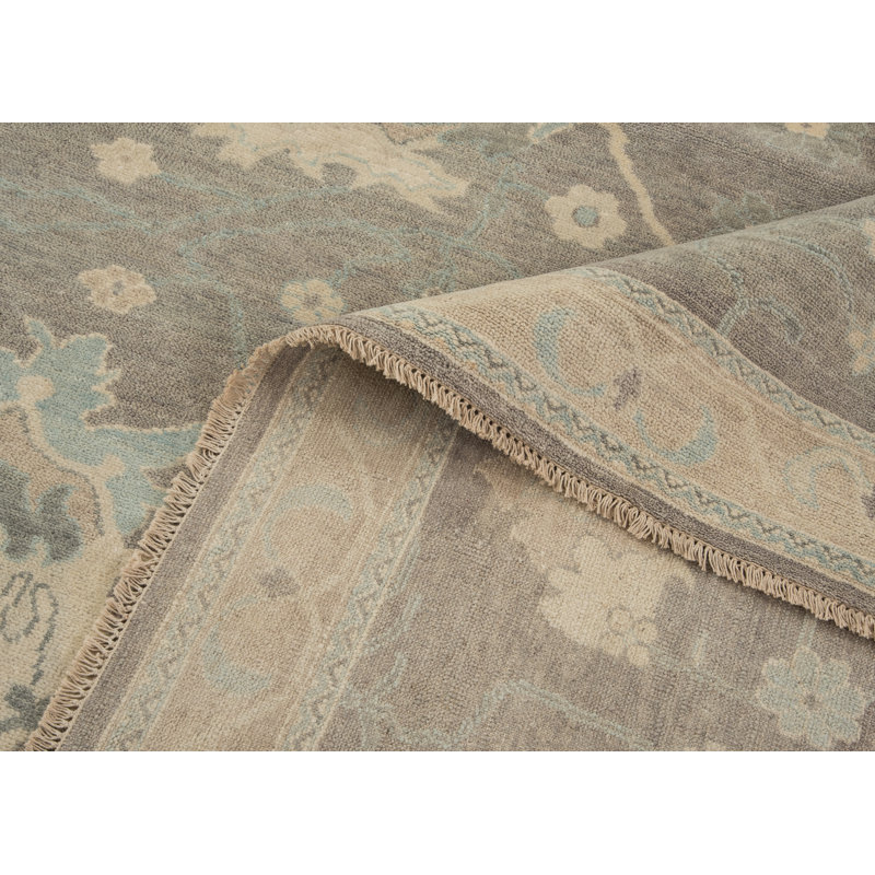 Tapis oriental gris en laine noué à la main Wentzville, Rectangle de 8 pi x 10 pi