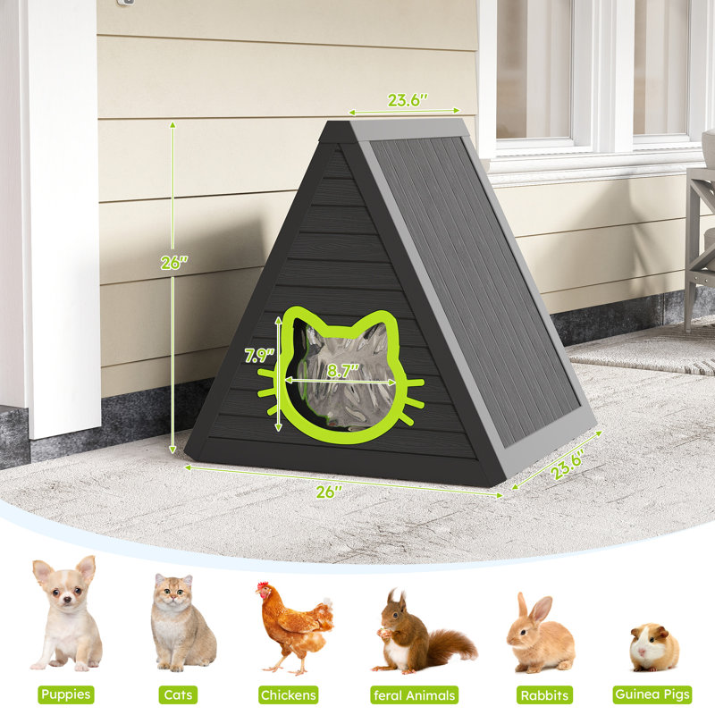Maison pour chat triangulaire en résine, Noir