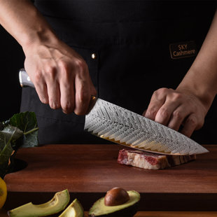 Couteau de chef 8 po Inferuno Gyuto AUS10 Seasco Seido Knives - Acier inoxydable à haute teneur en carbone - Manche en érable
