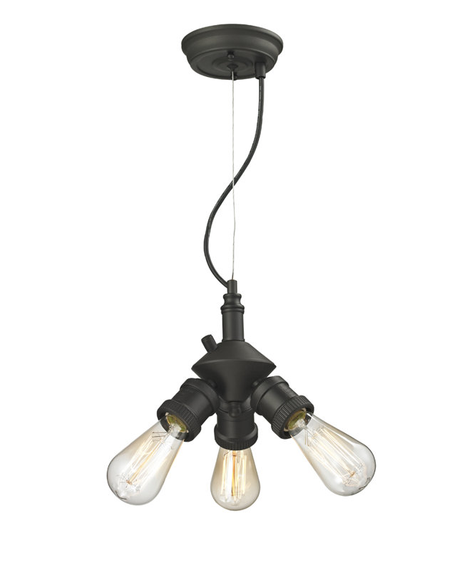 Lustre sphérique à 3 lumières, Bronze huilé