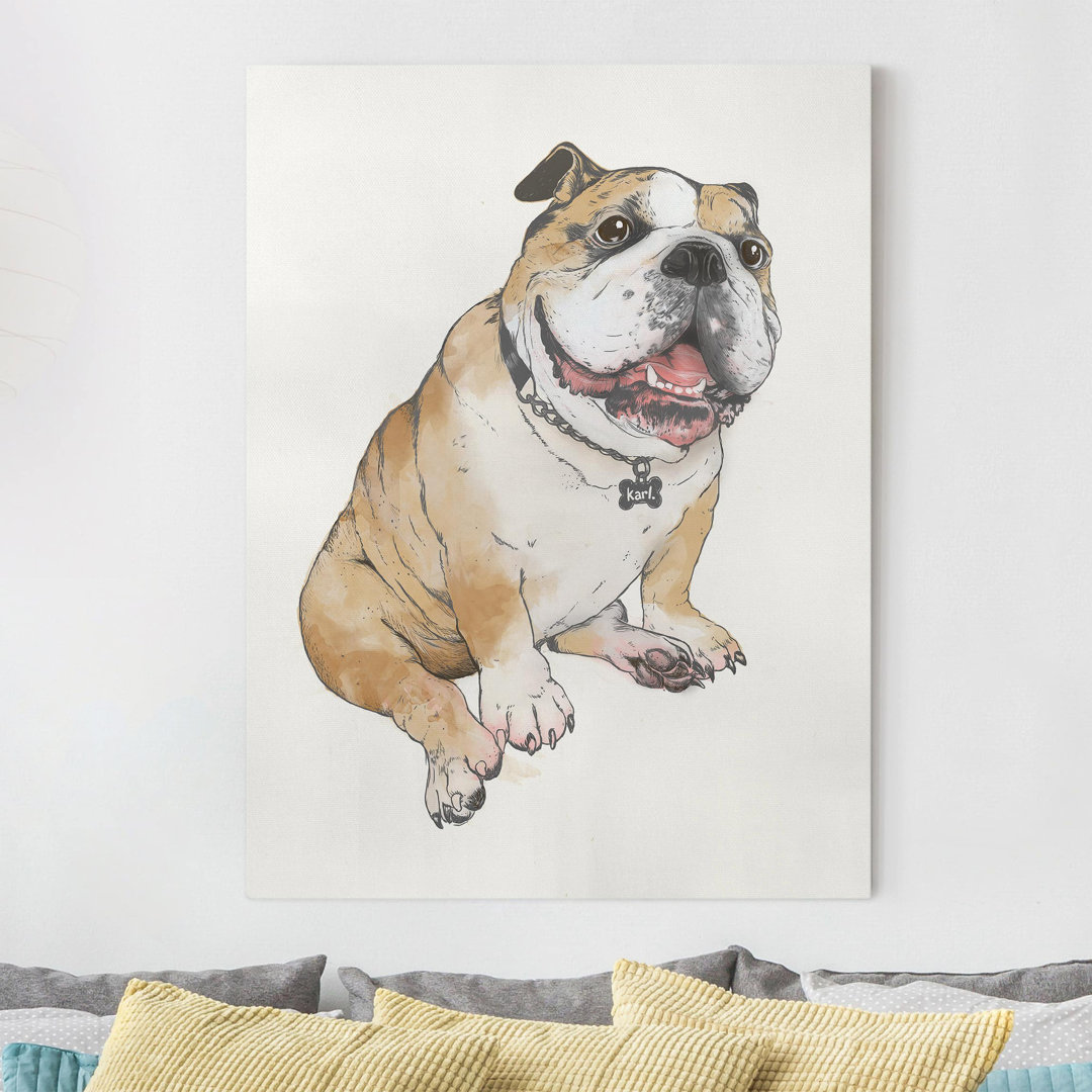 Leinwandbild Hund Bulldogge Malerei von Laura Graves