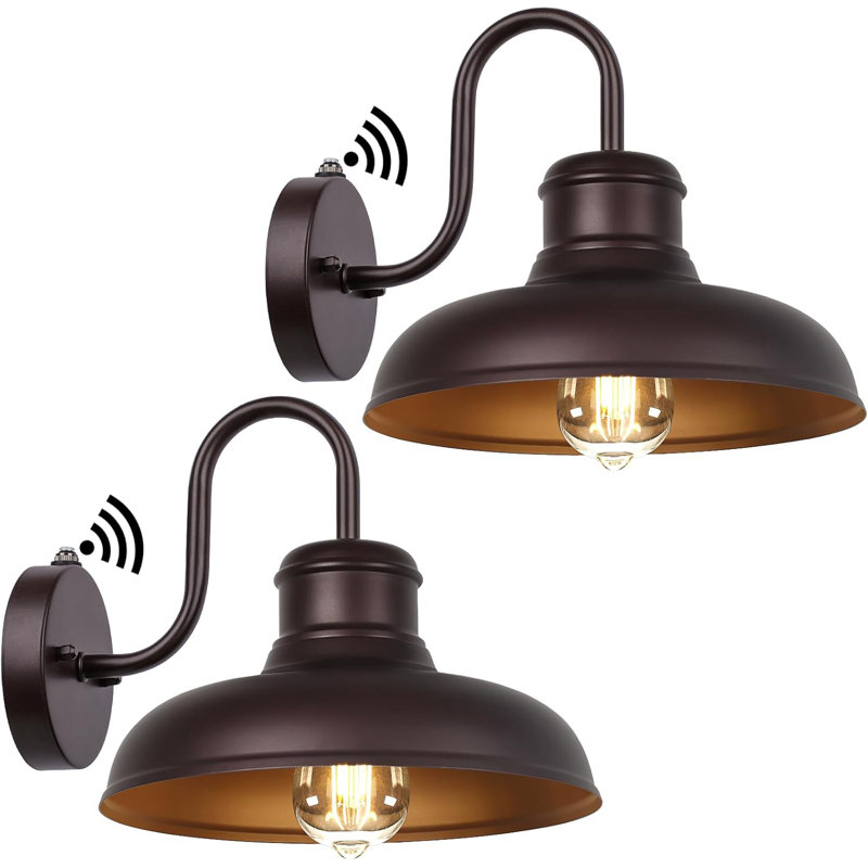 2-Pack Dusk To Dawn Outdoor Wall Lights With Photocell Sensor, Waterproof Gooseneck Barn Light Sconce For Porch, Garage, And Exterior House