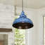 Luminaire suspendu dôme en métal bleu vieilli, lampe suspendue à 1 lumière avec auvent noir, cordon réglable et ampoule E26 chaude incluse