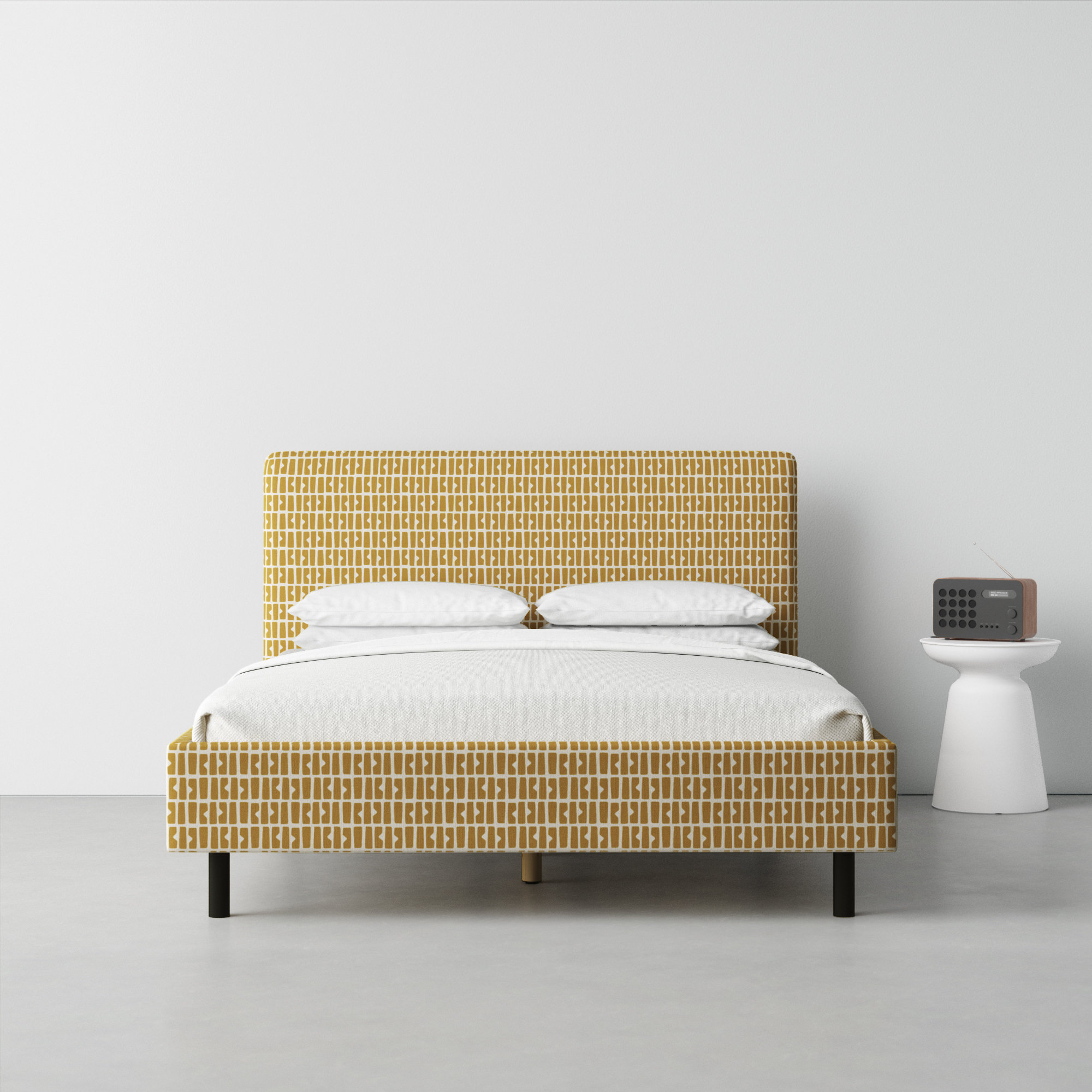 Avila Upholstered Bed, California King, Bloc Panel Mustard