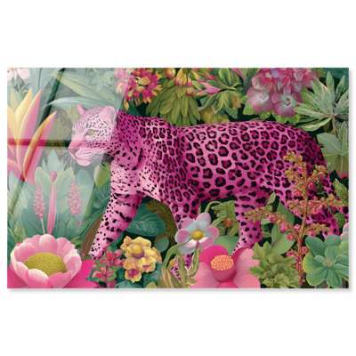 Décoration murale à imprimé acrylique léopard rose par Art Remedy, prêt à accrocher, 45 x 30