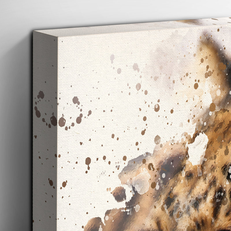 Leopard on Alert Painting on Canvas - Wrapped Canvas, 50cm H x 35cm W