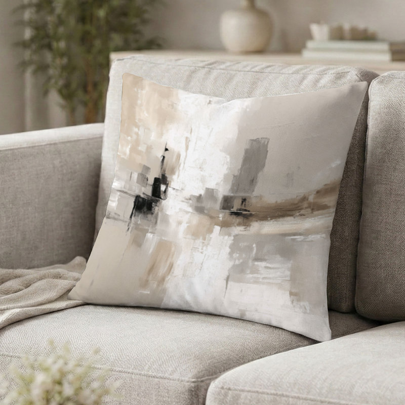 Coussin Brown and Black Brushstroke, H 20 po x l 20 po