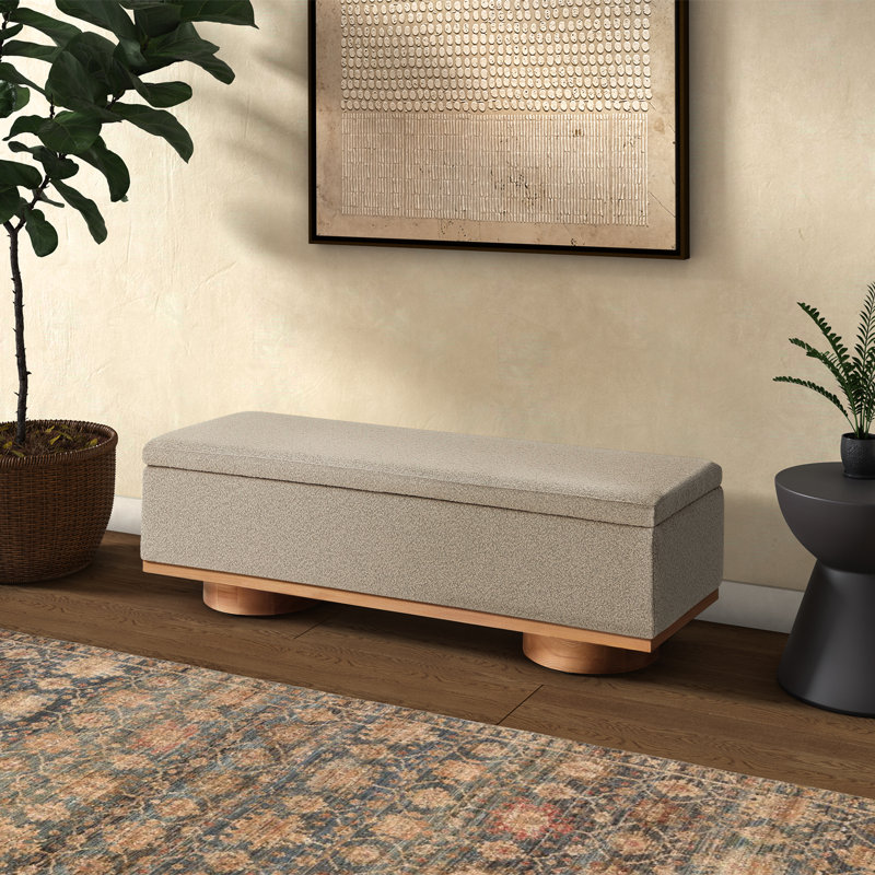 Morje Upholstered Storage Bench, Brown, Light Brown