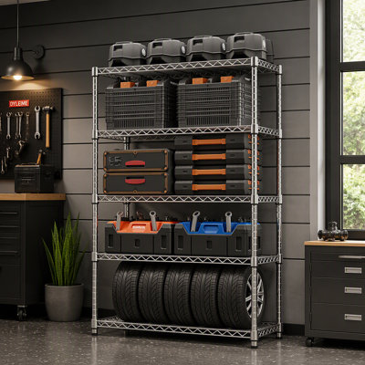 Steel Storage Shelving 5-Tier Utility Shelving Unit Steel Organizer Wire Rack for Home,Kitchen,Office,Garage, 1750 LBS Capacity 17.7" D x 47.2" W x 72.4" H