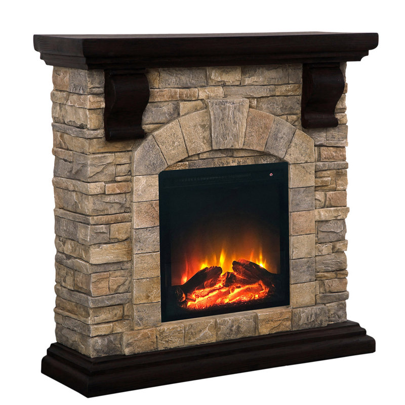Seaton 40'' W Electric Fireplace, Brown