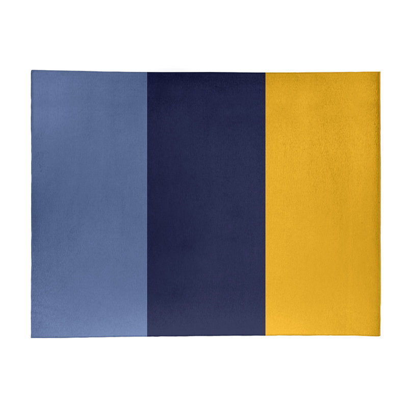 Tapis à rayures bleu/bleu marine/jaune, Rectangle 9 pi x 12 pi