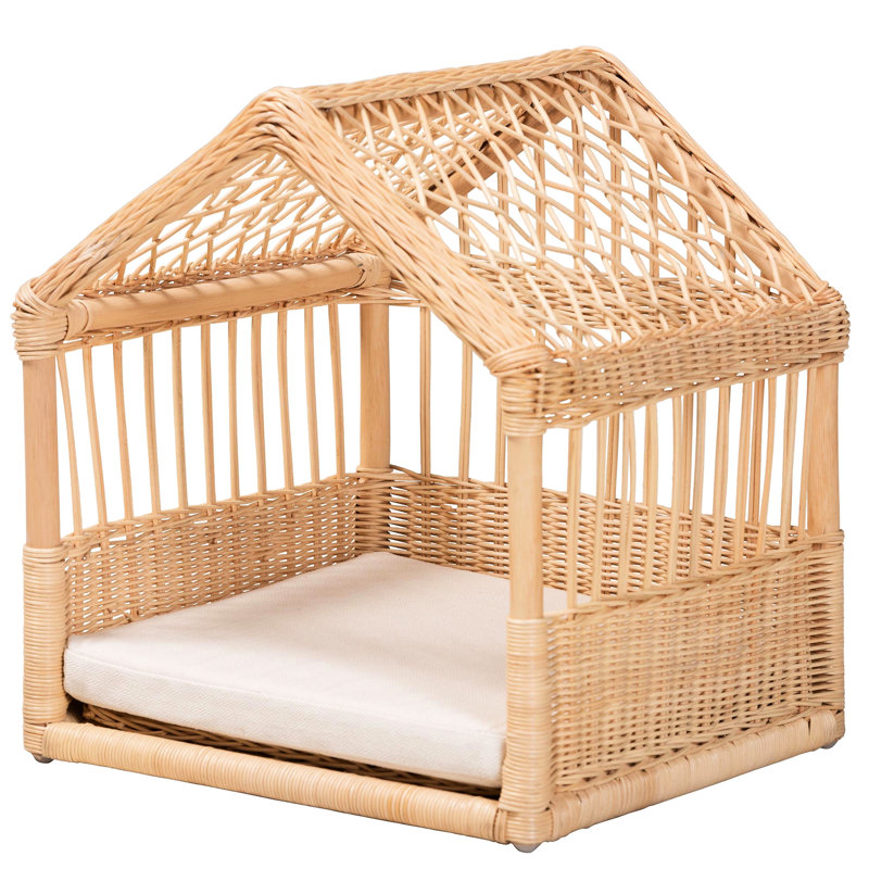 Style bohémien - Lit pour animal de compagnie fabriqué avec un coussin en tissu rembourré en mousse amovible, un auvent fermé, comme un décor, une construction ajourée, 16,47 po de tailles, une touche de 4,32 lb, une couche coussinée naturelle, un design,