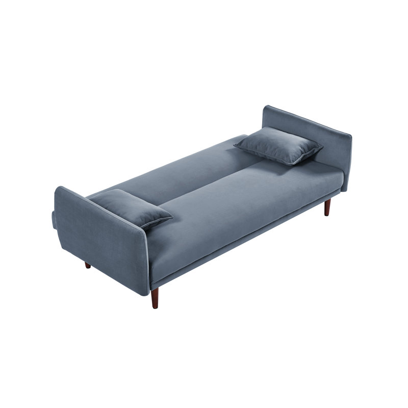 Ebern Designs77'' Velvet Sofa Bed, Baby Blue