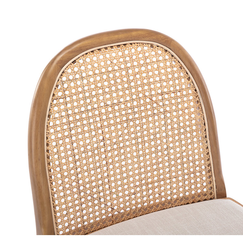 Kashtyn Fabric Solid Back Side Chair, Wood, Beige