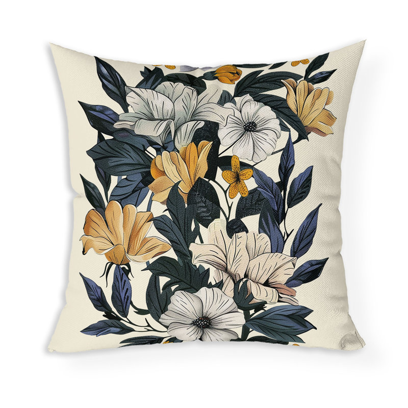 Coussin Divine, Bleu / Beige, H 26 po x l 26 po
