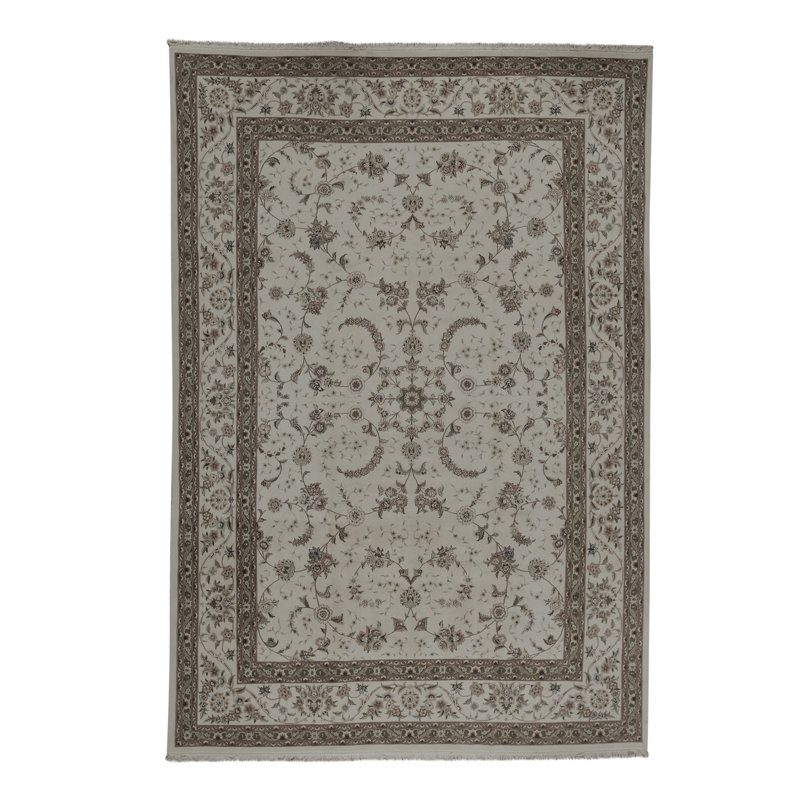 Tapis ivoire noué à la main de haute qualité