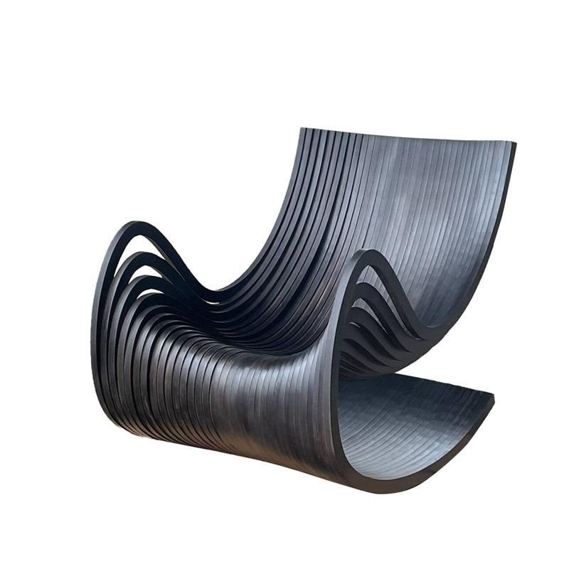 Chaise berçante simple en bois massif, Noir