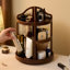 Boîte de rangement rotative en bois massif pour maquillage