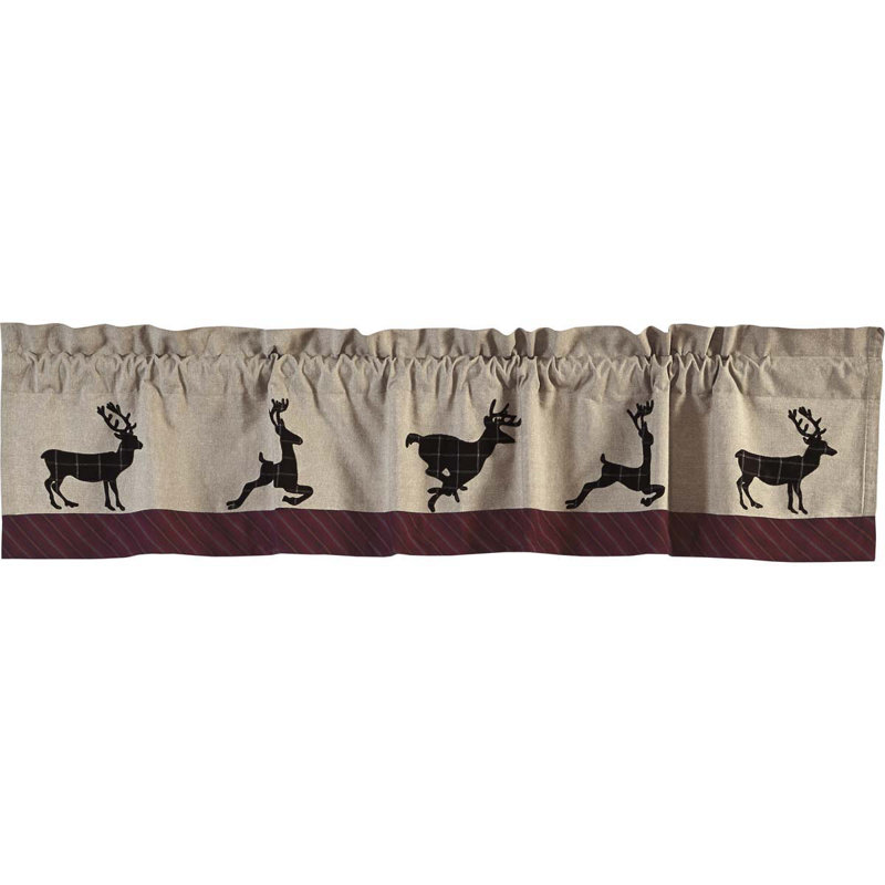 Cantonnière sur mesure en coton Wyatt en kaki / cramoisi / espresso, H 16 po x l 72 po x p 2 po