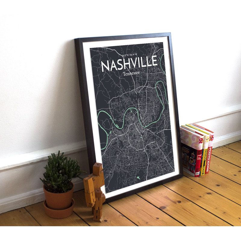 Nashville City Map - No Frame Print, 43.2cm H x 27.9cm W x 0.13cm D
