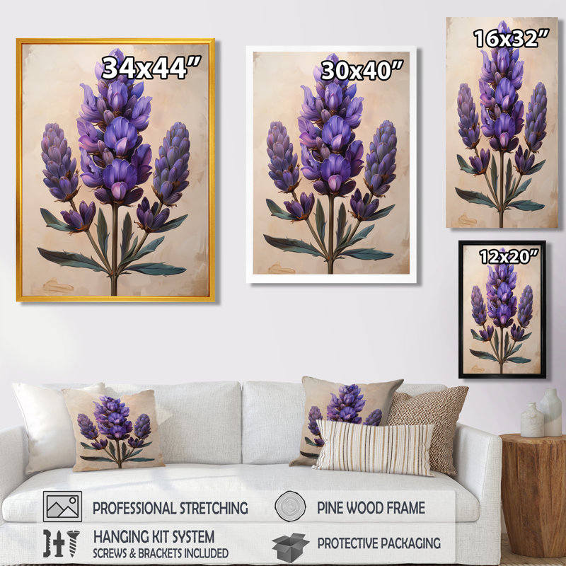 Mauve vert lilas Blooms II - lilas, art mural, Cadre simple noir, H 20 po x l 12 po x P 1 po