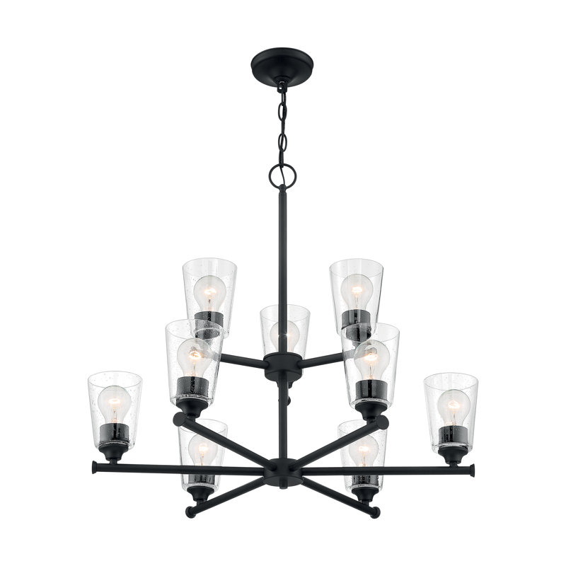 Weccacoe 9 - Light Dimmable Sputnik Modern Linear Chandelier, Matte Black