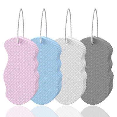 4 Pieces Small Bath Sponges for Shower, Skin-Friendly Exfoliating Soft Sponge Body Scrubber for Women Men